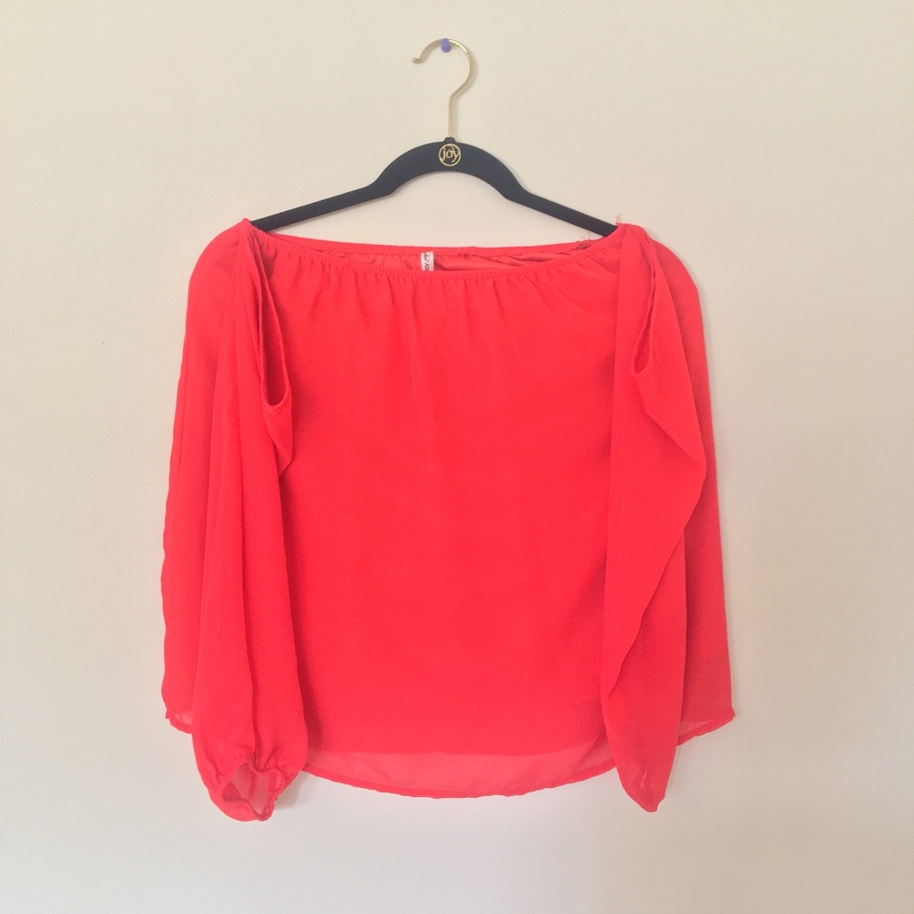 Off shoulder red shift top